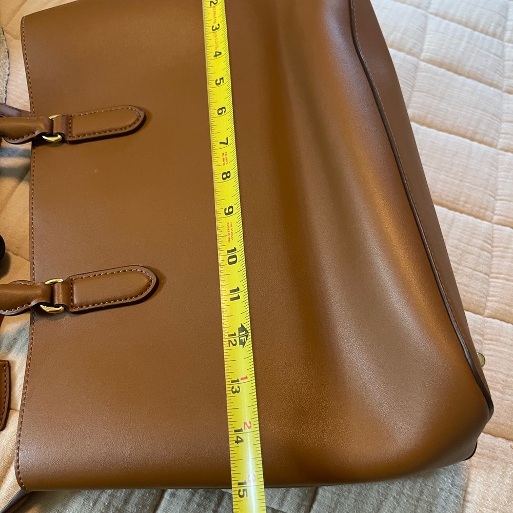 Lauren Ralph Lauren Brown Leather Satchel with orange Interior - Picture 10 of 10
